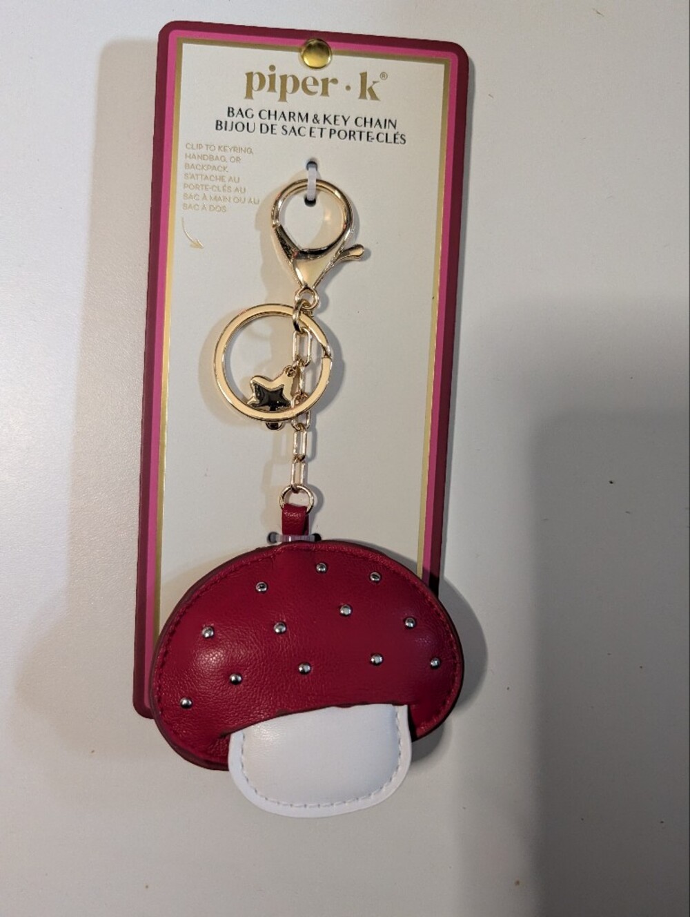 Piper K Red Mushroom Keychain Bag Charm